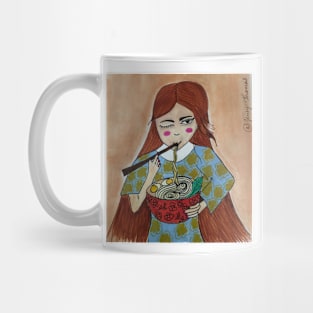 Girl enjoying ramen Mug